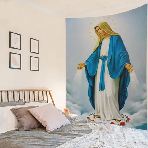 Miniatura 10 de HVEST Tapiz cristiano para colgar en la pared, tapiz navideño para colgar en la pared, tapiz de Jesús para dormitorio, habitación, decoración