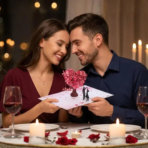 Miniatura 7 de Tarjeta desplegable de aniversario, tarjeta de boda en forma de árbol de amor 3D para pareja, para ella, esposa, marido, él, pareja; Regalo ideal