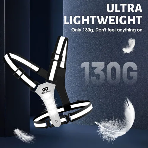 Miniatura 8 de West Biking Chaleco ligero para correr – Equipo reflectante LED para correr para caminar por la noche, chaleco de correr recargable de alta