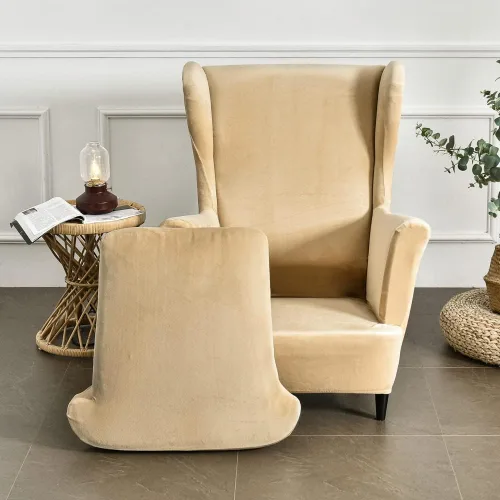Miniatura 5 de OBCREAT Fundas para silla Wingback, 2 piezas de terciopelo elástico con respaldo de ala, fundas de sofá para silla de ala suave con parte inferior