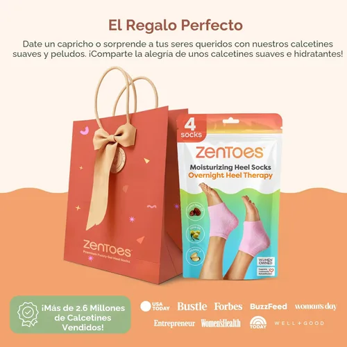 Miniatura 8 de ZenToes Calcetines de talón hidratante, 2 pares de calcetines de spa con forro de gel para curar y tratar talones secos y agrietados mientras Rosa