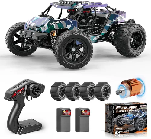 Coches RC para Adultos y Niños, Desert 4WD Todo Terreno 1:14, Camión RC de Alta Velocidad 40 km/h, Coche de Control Remoto 4x4 con 2 Baterías