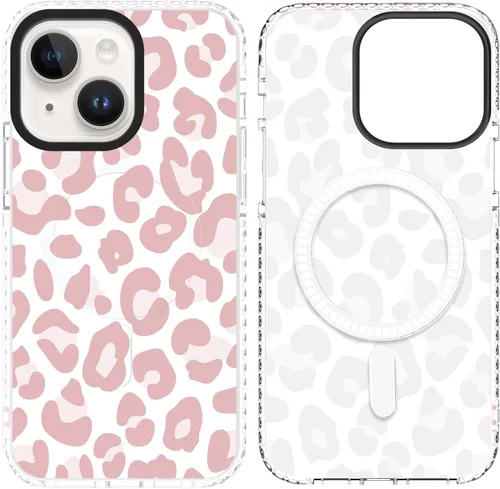 Miniatura 16 de SAKUULO Funda magnética para iPhone 11 Pro Max [Compatible con MagSafe] Patrón de Estampado de Leopardo Gris Claro Funda de Carga Inalámbrica