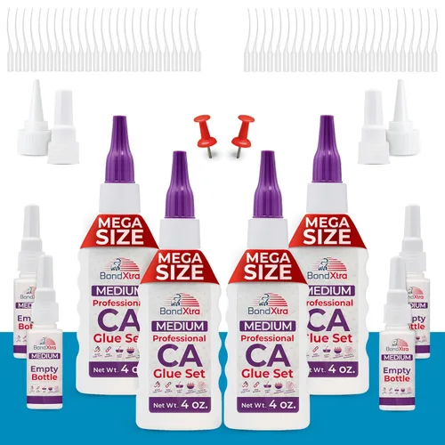 Miniatura 19 de Pegamento CA mediano de 2 onzas para carpintería, kit de superpegamento premium para torneado de madera con botellas adicionales, tapas
