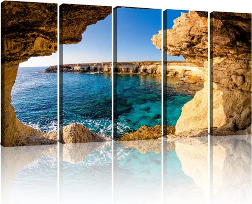 Lienzo de playa para sala de estar, decoración de paisaje de mar azul, impresiones de paisaje marino de bahía oceánica, imagen de vista costera,