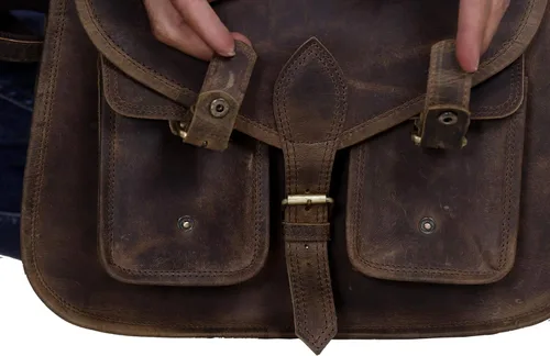 Miniatura 4 de Bolso KPL para mujer, de 14 pulgadas, de piel, bolso para colgar al hombro o cruzado, bolso para chica, bolso de viaje, de piel auténtica