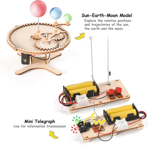 Miniatura 5 de Kits STEM 9 en 1 para niños de 8 a 12 años, proyectos de experimentos científicos y de dinosaurios para construir, juguetes de construcción