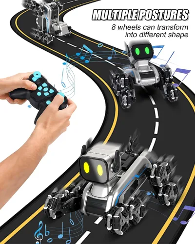Miniatura 4 de HuiJuKeJi Robot interactivo para perros de acrobacias a control remoto, detección de gestos y autos de control remoto de 2.4 GHz, ruedas mecánicas