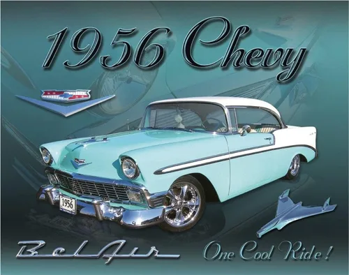 Miniatura 11 de Desperate Enterprises 1957 Chevrolet Bel Air - Letrero de hojalata nostálgico vintage de metal para pared, fabricado en Estados Unidos
