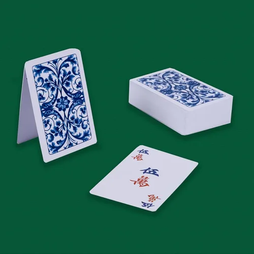 Miniatura 6 de drizzle Poker Mahjong Juego de mesa Juego de mesa Chino Azul y Blanco Diseño de Porcelana 144 Fichas de Tarjeta Set PVC Plástico Impermeable