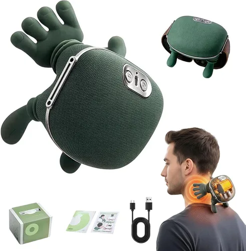 Masajeador de cuello con dedos, masaje cervical eléctrico de hombro para aliviar el dolor, masajeador portátil de cuello Shiatsu y espalda para