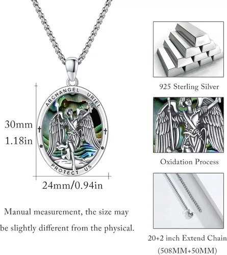 Miniatura 462 de Collar con colgante de plata de ley 925 con medalla de San Patrón, joyería religiosa para hombres y mujeres, con cadena de acero inoxidable 316L