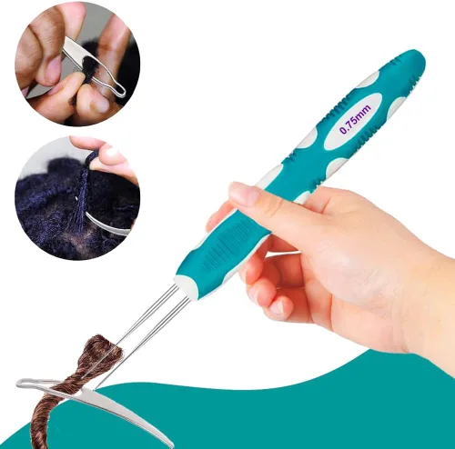 Miniatura 2 de Yarniss Ganchos de ganchillo para rastas con mango ergonómico, aguja de ganchillo para cabello de 0.75mm para trenza Loc
