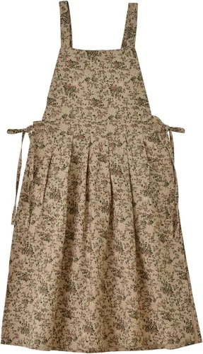 Miniatura 4 de Delantal japonés de algodón con espalda cruzada para mujer con bolsillos A1-café Floral
