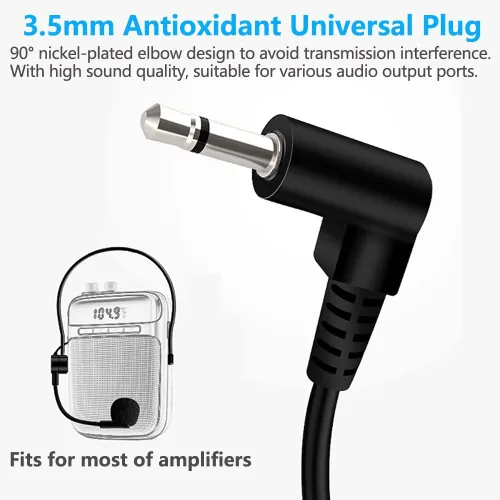 Miniatura 3 de VOVIGGOL 2 piezas de micrófono auricular con micrófono, cable flexible para amplificador de voz, auricular con conector jack de 3.5mm para cantar