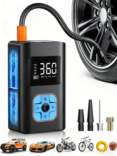 Miniatura 15 de Inflador de Neumáticos Compresor de Aire Portátil - Bomba de Aire Rápida Inalámbrica para Neumáticos de Coche, Bomba de Aire Eléctrica de 150 PSI