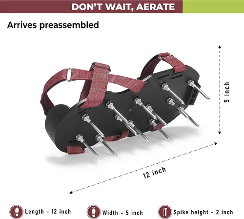 Miniatura 3 de Zapatos aireadores de césped con correas de , premontados, totalmente ajustables, talla única, herramienta de césped y jardín que reduce la paja
