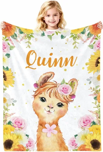 Miniatura 11 de Manta de bebé personalizada con nombre, cobijas de franela suaves y personalizadas con diseño de animales para recién nacidos, niños y niñas
