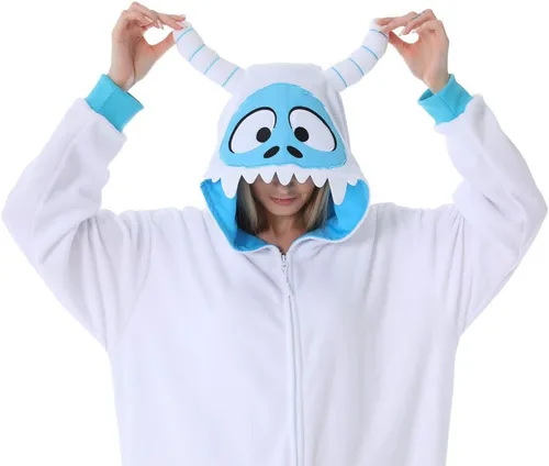 Miniatura 5 de dressfan Disfraz de monstruo de nieve de animales, disfraz de monstruo, pijama de monstruo para cosplay, Nieve