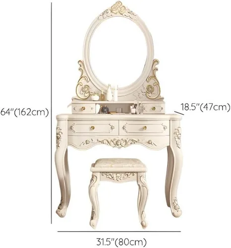 Miniatura 2 de Moderno juego de tocador de maquillaje, escritorio de maquillaje para dormitorio, tocador de madera para dormitorio, tocador de maquillaje, espejo