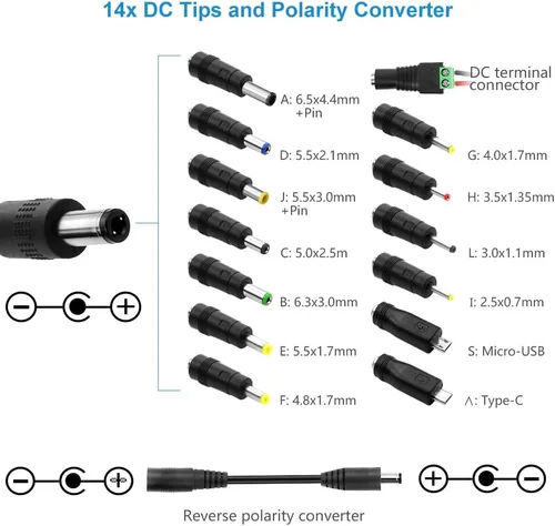 Miniatura 4 de SHNITPWR Fuente de alimentación universal DC 24 V 12 V 5 V 6 V 9 V 14 V 19 V Adaptador de CA/CC ajustable 100 V ~ 240 V CA a CC Convertidor
