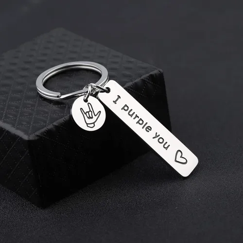 Miniatura 3 de TGBJE Llavero I Purple You con texto en inglés I love you, regalo para novio, día de San Valentín