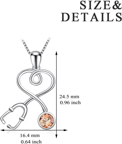 Miniatura 4 de AOBOCO Collar de estetoscopio de plata de ley adornado con cristales de Austria, regalos de la semana de la enfermera de graduación 2023, joyería