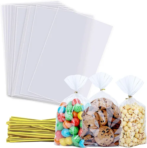 Miniatura 13 de Bolsas transparentes para barra de pretzel de 3 x 11 pulgadas, 200 unidades de largo sellado autoadhesivo de celofán, resellables, palitos