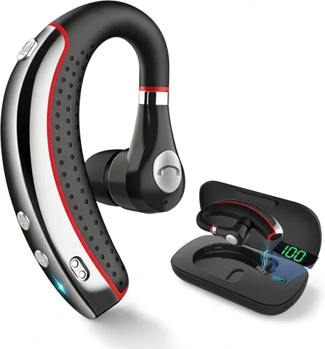 Auriculares Bluetooth, auricular inalámbrico Bluetooth con funda de carga de 500 mAh para auriculares ultraligeros manos libres V5.3 con micrófono