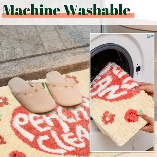 Miniatura 6 de Timgle Peachy Clean - Alfombra de baño de color durazno, antideslizante, suave, absorbente de agua, bonita, alfombra de baño estética, bonita