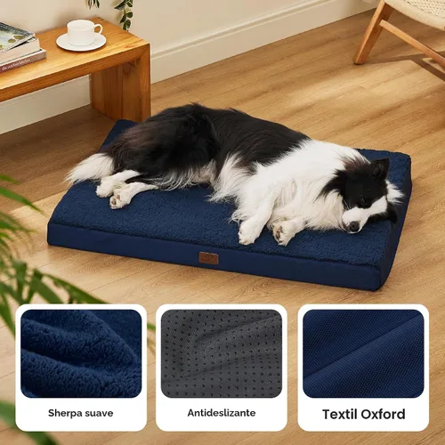 Miniatura 4 de Bedsure Camas para Perros Tamaño Grande - Cómodas Camas Planas para Mascotas con Funda Lavable Extraíble, Alfombrilla de Espuma Ortopédica