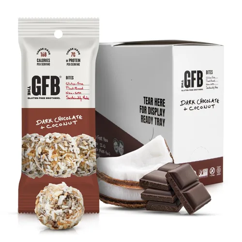 Miniatura 7 de The Gluten Free Brothers Bocaditos de Chocolate Negro con Mantequilla de Maní - Bolas de Proteína Sin Gluten – Sin OMG, Sin Soja, Veganas – Bolas