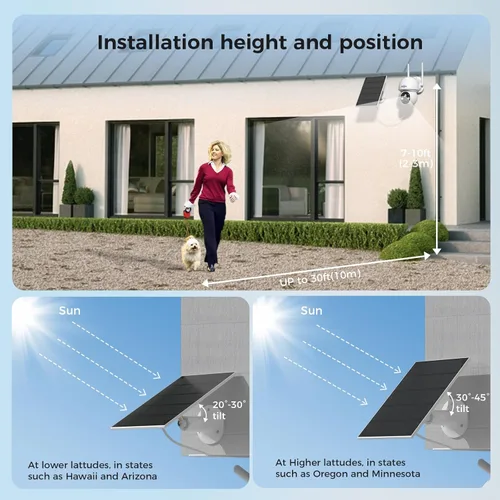 Miniatura 6 de Cámara de seguridad inalámbrica solar Hiseeu, WiFi de 2.4G, visión nocturna Full HD, control de inclinación, detección inteligente de movimiento