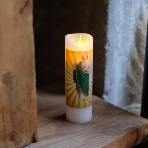 Miniatura 6 de NONNO & ZGF - Vela de oración sin llama de San Judas, cera real, mecha en movimiento, velas de devoción a San Judas operadas por batería con función