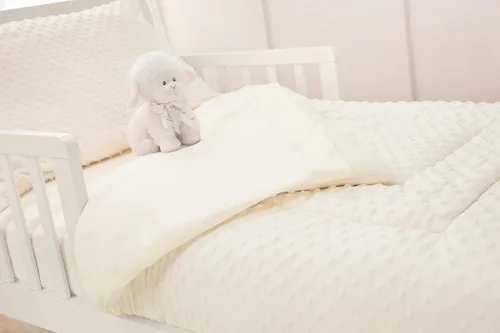 Miniatura 4 de TL Care Minky Dot - Juego de ropa de cama de chenilla de 4 piezas, color crema, para niños y niñas
