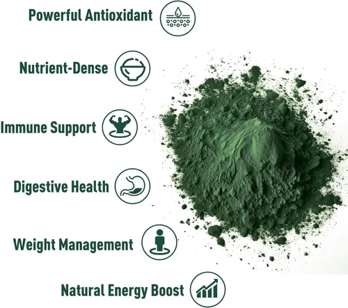 Miniatura 3 de Unleash'd Organic Spirulina en polvo 16 onzas – Superalimento natural 100% puro, alto en proteínas, rico en antioxidantes, vegano, sin OMG, sin