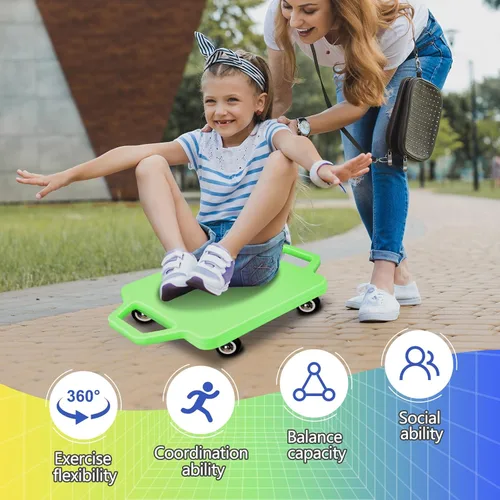 Miniatura 6 de 4 piezas de patinete deportivo con asas para niños, ruedas de plástico que no dañan el suelo, patineta, patineta, patineta, niño, niña, gimnasio