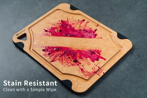 Miniatura 3 de Tabla de cortar para cocina, tabla de cortar TOPTIER de fibra de madera, tabla de cortar de madera de serie antideslizante, apta para lavavajillas