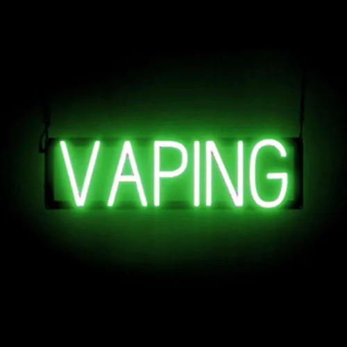 Miniatura 14 de SpellBrite Cartel E-JUICE Señalización de tienda de humo con aspecto de neón, luces LED azules 22.3 x 6.3 pulgadas