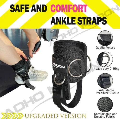 Miniatura 6 de AOHO MOOON Correas de tobillo para accesorios de máquina de cable, hebilla ajustable adecuada para hombres y mujeres, puños de tobillo de neopreno