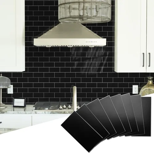 Miniatura 40 de Yipscazo Azulejo de pared compuesto de PVC 3D de 3 x 6 pulgadas para despegar y pegar en azulejos para cocina, baño, lavandería, chimenea