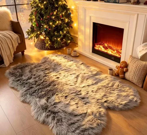 Miniatura 56 de Alfombra de piel sintética de 2 x 6 pies, color beige, lavable a máquina, súper suave, esponjosa, alfombra de piel de oveja mullida para dormitorio