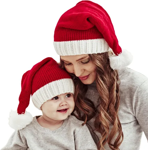 Miniatura 8 de 2 gorros de punto de Navidad para padres e hijos, gorro de Papá Noel para adultos, bebés, invierno, cálido, gorro de calavera para fiestas