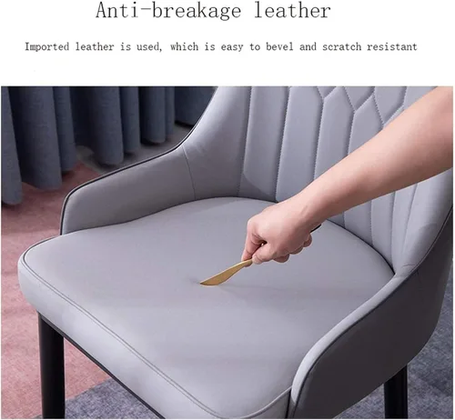 Miniatura 5 de Dining Chairs Modern Dining Room s Modern Simple Hotel PU Leather Dining s Soft Wrought Back Chair Desk Chair for Bedroom -Gris(Gris)