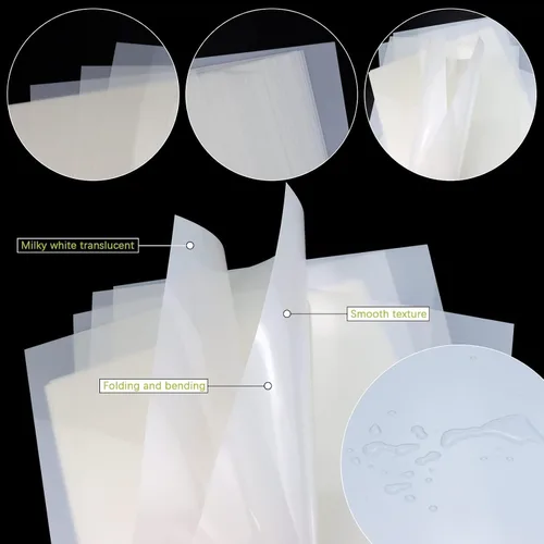 Miniatura 3 de FSWCCK 25 hojas de plantillas de PET translúcidas lechosas de 10 mil 12 x 12 pulgadas, hojas de Mylar para plantillas, plantilla de plástico