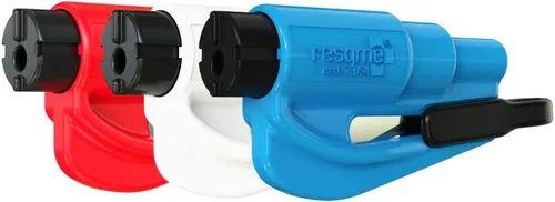 resqme Herramienta de escape de coche con llavero de emergencia original, cortador de cinturón de seguridad 2 en 1 y rompevanas, fabricado en