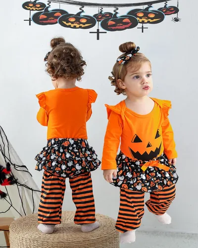 Miniatura 7 de veikimous Ropa para bebé recién nacida, trajes para niñas pequeñas, con mangas con volantes, overol con pantalones florales, trajes para niñas