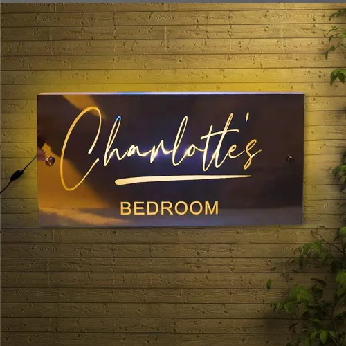 Espejo con nombre personalizado, lámpara colgante de pared, letrero personalizado para arte luz RGB, letreros nocturnos de neón montados, decoración
