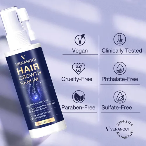 Miniatura 6 de VENANOCI Spray de aceite para el crecimiento del cabello: suero natural para el crecimiento del cabello con romero, biotina, tratamiento contra