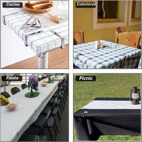 Miniatura 3 de TriPole Paquete de 32 clips para mantel de picnic, clips de acero inoxidable para mesas al aire libre, cubiertas de mesas de metal, abrazaderas
